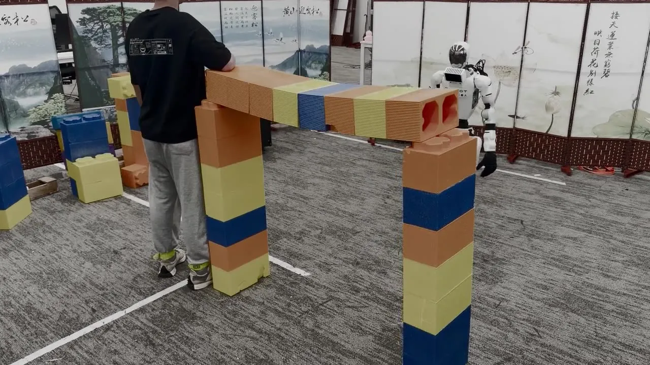 Humanoid ducking under an obstacle